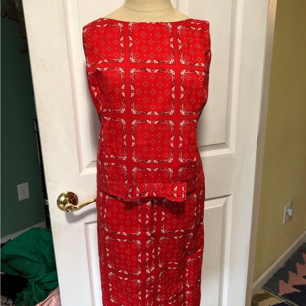 Vintage Red Bandanna Print With Matching Wiggle Skirt